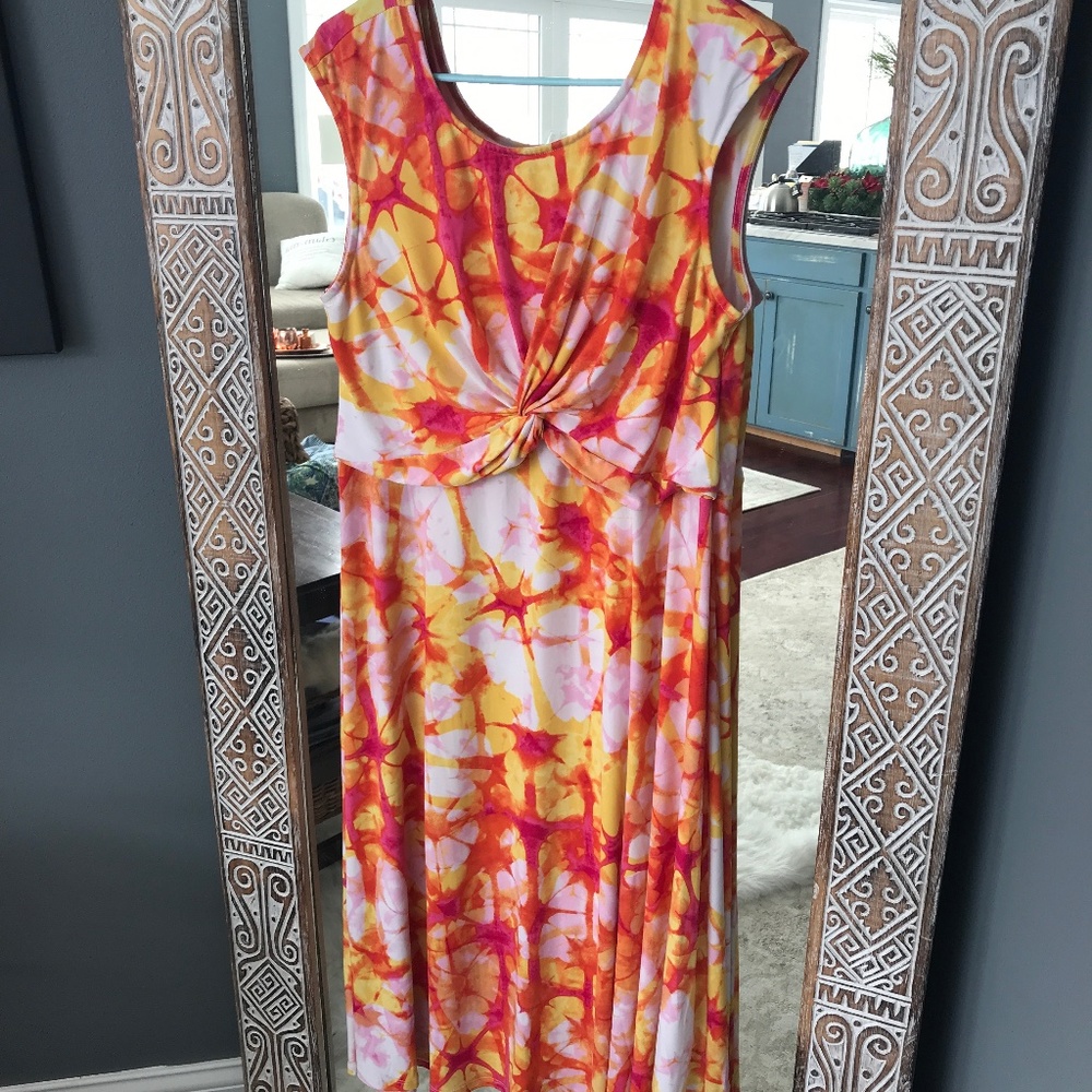 Ruby Rd lightweight tie dye midi summer dress. Size large.